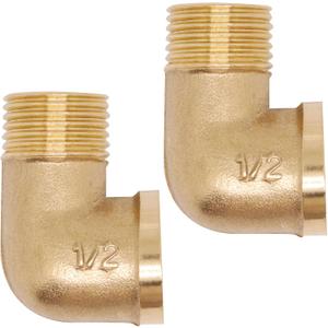 2pcs Brass Pipe Fitting 90 Degree Elbow 1/2" NPT Male to 1/2" NPT Female Pipe Fittings