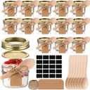 Baderke 20 Set Mini Mason Jars with Wood Spoon 4 oz Mini Jam Jars with Lids and Labels, Small Glass Canning for Jelly Spice Herbs Honey Storage Bridal Shower Wedding Favors DIY Candles (Gold)