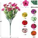 WEAUSUP 28 Bundles Artificial Plants & Flowers Silk Fake Flowers UV Resistant Bushes Plastic Artificial Flowers Faux Outdoor Indoor Plants for Spring Summer Patio Decorations(7 Colors)