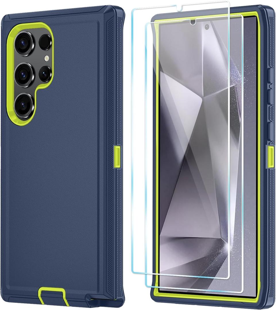 ONOLA Compatible with Samsung Galaxy S24 Ultra Case with HD Screen Protector, Heavy Duty Shockproof & Dropproof 3-Layer Cover Phone Case,DarkBlueGreen