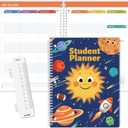 SUNEE Elementary Student Planner 2025-2026, Academic Year Jul. 2025 - Jun. 2026, 8.5"11" School Planner, Datebooks Weekly & Monthly Plan Book with 3-Hole Punched/Bookmark/Monthly Tabs, Solar System
