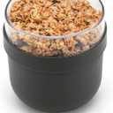 Brabantia Make & Take Breakfast Bowl with Removable Clear Compartment for Toppings (Dark Gray) 100% Leakproof, Microwave & Freezer Safe, Oats, Fruit, Cereal Container (17 fl oz)