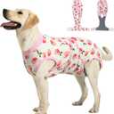 Recovery Suit for Dogs Cats After Surgery, E-Collar & Cone Alternative Surgical Suit, Prevent Licking Dog Onesies Pet Surgery Recovery Suit Soft Dog Bodysuit, Pink, Large (Back:16.1-20.1'', Weight:23-48 LB)