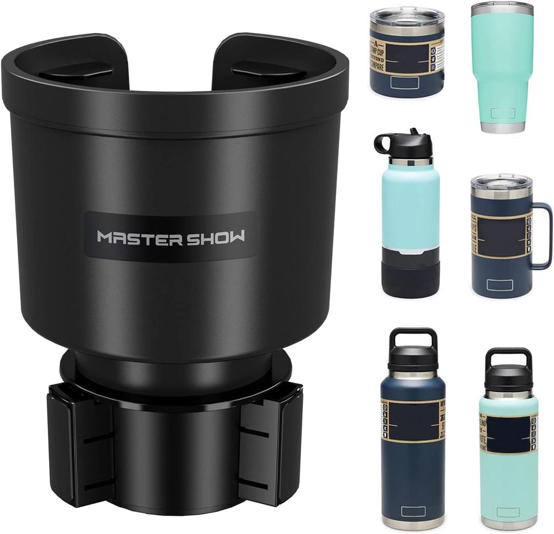Upgraded Universal Car Cup Holder Expander for 3.4"-4" Bottles - Adjustable Base Fits Most Vehicles, SUVs & Trucks - Heavy Duty Adapter for Oversized Tumblers & Mugs