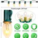 C7 Clear Christmas Lights 25FT, C7 Outdoor Patio String Lights with 27 Warm White Bulbs, Vintage Christmas Tree Lights for Roofline Roof Party Garden Decoration (Green Wire)