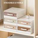 Plastic Bed Sheet Organizers and Storage 4 Pack Sheet Set Storage Organizer, Foldable Linen Closet Organizer with Window, Lockable Storage Bins for for Bedding Sheets, Duvet Covers, Blankets