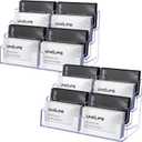 Uniclife 2 Pack Acrylic Business Card Holder for Desk 8 Slots Clear Business Card Display Stand for Men & Women Desktop Business Card Organizer Card Stand for Office Home Exhibition, 480 Card Capacity