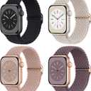 Braided Stretchy Solo Loop Compatible for Apple Watch Band 38mm 40mm 41mm 42mm 44mm 45mm 46mm 49mm for Women Men, Nylon Elastic Straps Wristbands for iWatch Series 11/10 9 8 7 6 5 4 3 SE/Ultra 3 2 1, 3 Pack