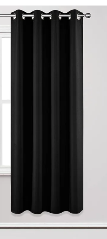 Joydeco Blackout Curtains 72 Inch Length 1 Panel, Thermal Insulated Long Curtains& Drapes Room Darkening Grommet Drapes for Living Room Bedroom Window (W52 x L72 Inch, Black)