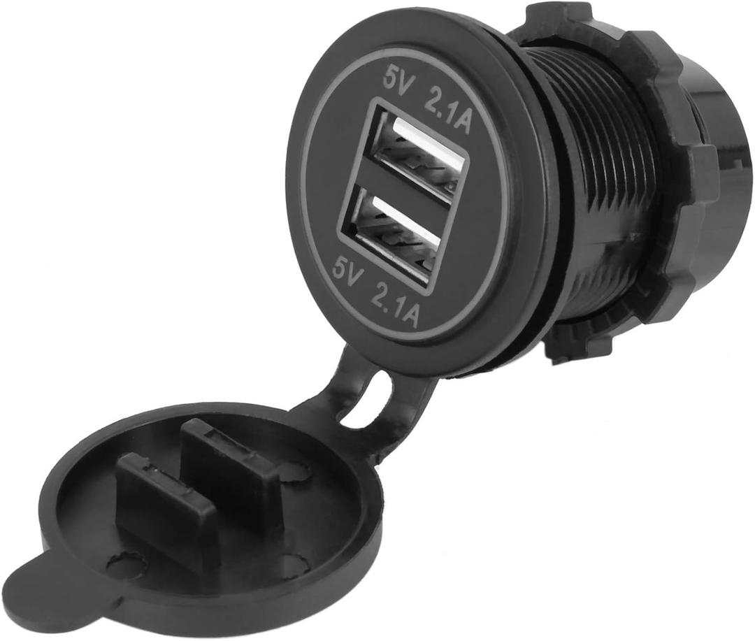 Davitu Cables, Adapters & Sockets - 12V Dual USB Charger Socket Waterproof Power Outlet 5V/ 4.2A LED Indicator for Car RV Boat Marine Motorcycle Car Accessories
