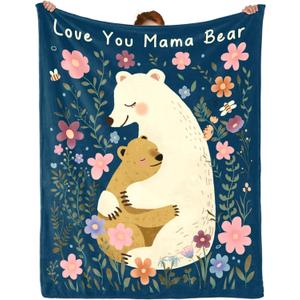 Gifts for Mom Mothers Day, Mom Birthday Gifts Blanket from Daughter Son, Moms Gift for Christmas, Birthday, Lover You Mama Bear Soft Throw Blankets 60" x 50"