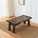 Foldable Wooden Laptop Desk, Breakfast in Bed Serving Tray, Japanese Floor Table for Tea & Coffee, Portable Antique Meditation Altar (23.6”x13.4”x10.6”)