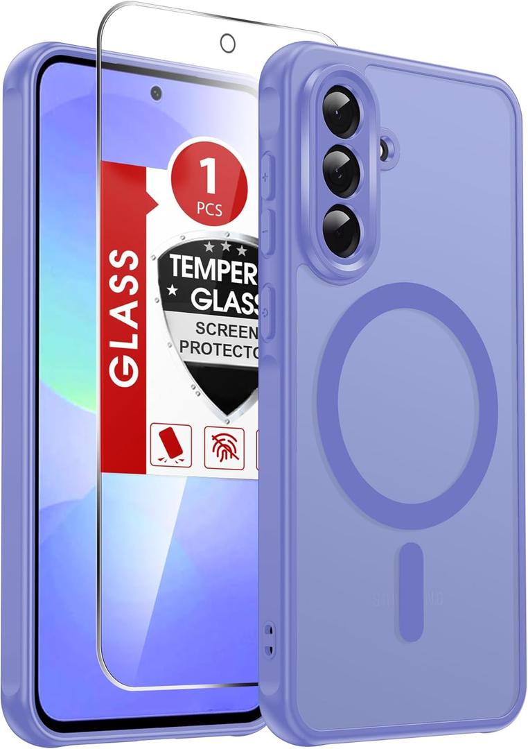 LeYi for Galaxy A36-5G Phone Case: Samsung Galaxy A36 5G Case with Samsung A36 Screen Protector, Galaxy A36 Phone Case Matte Translucent Soft-Touch & Full Body Funda para 36A Cell A 36, Sky Blue