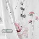QiyI Small Stall Shower Curtain 36 x 72, Narrow Half Watercolor Floral Bath Curtain, 3D Embossed Grey Pink Flower Cloth Bathroom Curtain, Waterproof Fabric White Shower Curtain Set with Hooks (Graphite Gray)