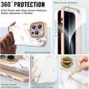 SHEDEER for iPhone 16 Pro Case with Glitter Camera Protector & Screen Protector, Anti-Yellowing Chic Pattern, Shockproof Drop Protection, Anti-Scratch Phone Cover 16 Pro 6.3'', Marble White