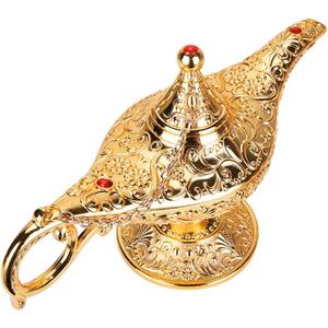 Vintage Aladdin Magic Genie Lamp Light for Home Party Wedding Table Decoration & Gift,Classic Zinc Alloy Arabian Lamp Jewelry BoxGold