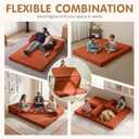 Convertible Sofa Bed Queen,5-in-1 Boneless Couch with Removable Armrests & Handle,Corduroy Futon Sleeper Sofa,Floor Folding Mattress Pull Out Bed for Small Space Apartment Living Room Bedroom,Orange, Queen-81.5"L x 60"W
