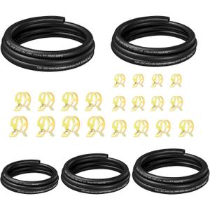5PCS Fuel Line Repair Kit,Include 3/16" 5/16" 1/4" 1/2" 3/8" Fuel Hose with 20 Clamps,Universal NBR Versatile Gas Lines Car Accessories for Oil Water Air Transfer