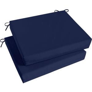 Basic Beyond Outdoor Chair Cushions Set of 2, Square Corner Outdoor Cushions for Patio Furniture, Water Resistant Patio Chair Cushions with 2 Ties, 18.5x16x3, Navy
