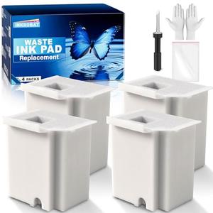Waste Ink Pad Replacement with Reset Software for Ecotank ET-2800 ET-4800 ET-2720 ET-2803 ET-2400 ET-4700 ET2800 2800 4800 2720 2803 2400 4700 Printer, Maintenance Box with Reset Software (4 Pack)