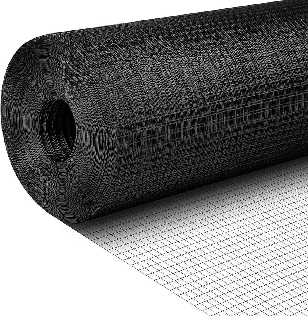Tatuo Hardware Cloth 1/4 Inch 48in x 150ft Hot Dip Galvanized After Welded Cage Mesh Rolls 21 Gauge Metal Chicken Wire Roll Wire Fencing Poultry Netting for Raised Garden Rodent Animals(Black)