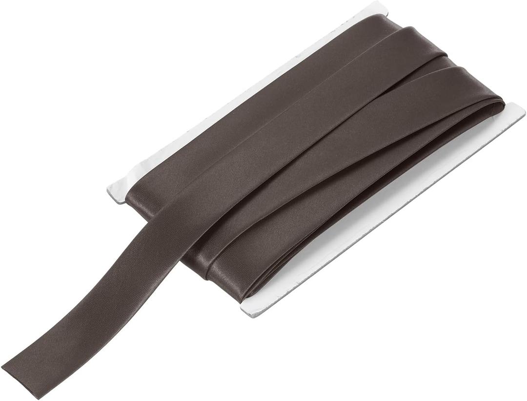 MECCANIXITY Double Fold Bias Tape for Sewing 1 Inch x 12 Yards Satin Pre-fold Continuous Binding Tape for Seaming Quilting Hemming Binding DIY Crafts, Dark Brown