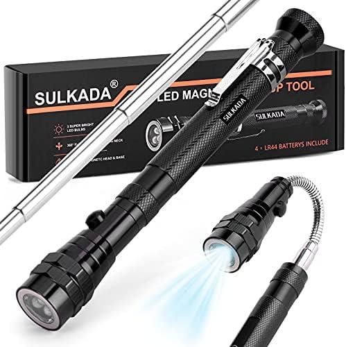 SULKADA Mens Gifts for Dad Men Grandpa LED Magnetic Pickup Tool - Telescoping Magnet light Pickup Tool