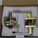 Gold Exterior Door Lock Set, Front Door Lock Set with Deadbolt, Heavy Duty Zinc-alloyed Exterior Door Handle Square Contemporary Brushed Gold Front Door Lock Sets (3 Pack)