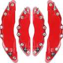 4pcs Brake Caliper Covers for Cars, Aluminum Red Universal Disc Brake Calipers Cover Protector for 14"-17" Wheel Hub, 3D Custom Style Modification Refit Accessories Pair for Front Rear Medium System