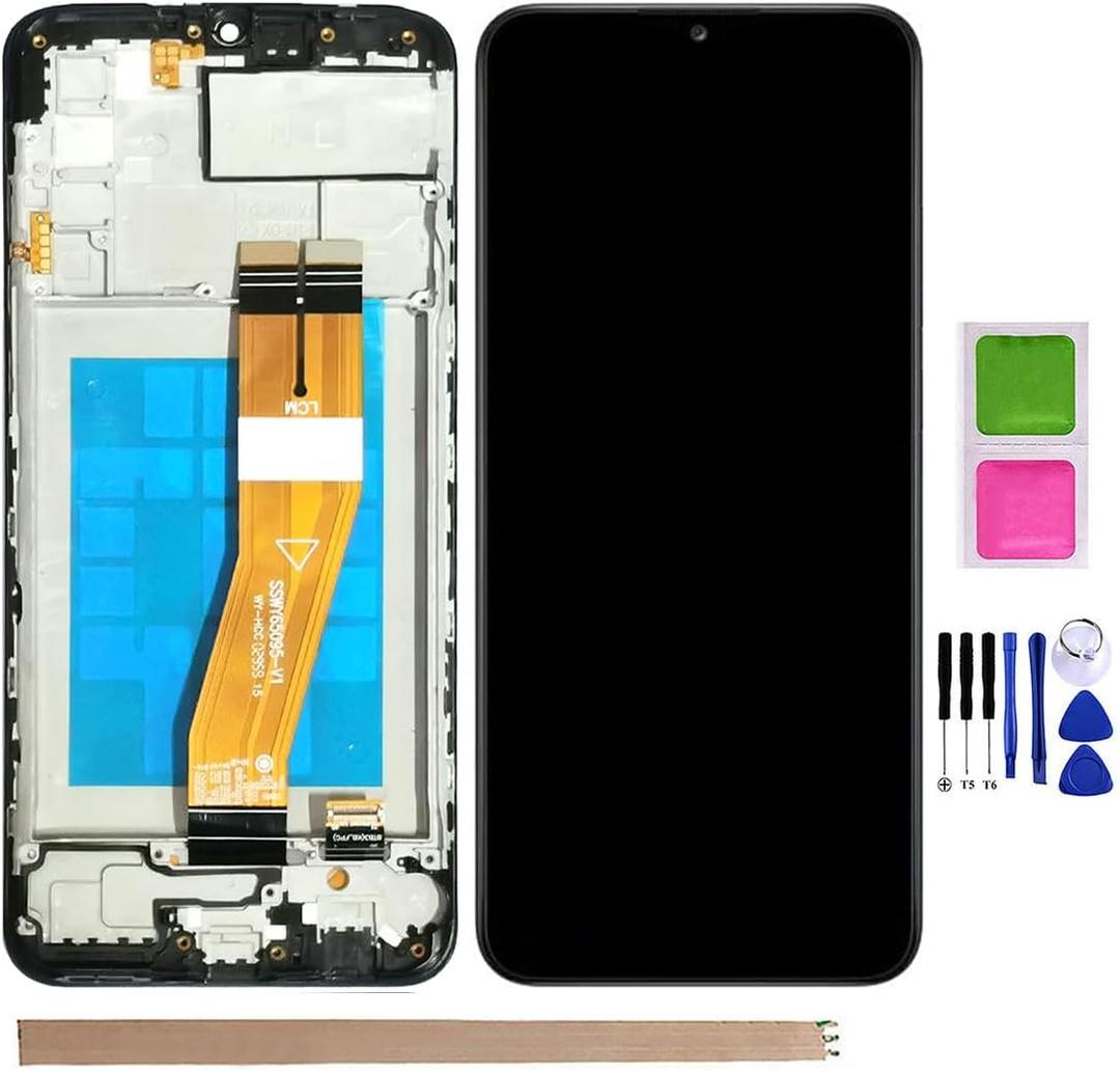 Galaxy A02S LCD Screen Replacement for Samsung Galaxy A02S SM-A025U A025G A025A A025V S025DL 2021 6.5" LCD Display Touch Digitizer Replace A02S LCD with Repair Part Tools (A02S LCD Screen with Frame)
