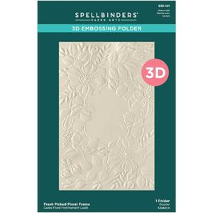 Spellbinders E3D-101 Fresh Picked Floral Frame 3D Embossing Folder from The Woodland Tales Collection