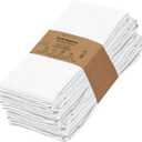 Ruvanti Cloth Napkins Set of 12, 18x18 Reusable Napkins Cloth Washable, Soft & Durable Table Napkin, Poly Cotton Fabric Dinner Napkins for Parties, Christmas, Thanksgiving, Weddings - White