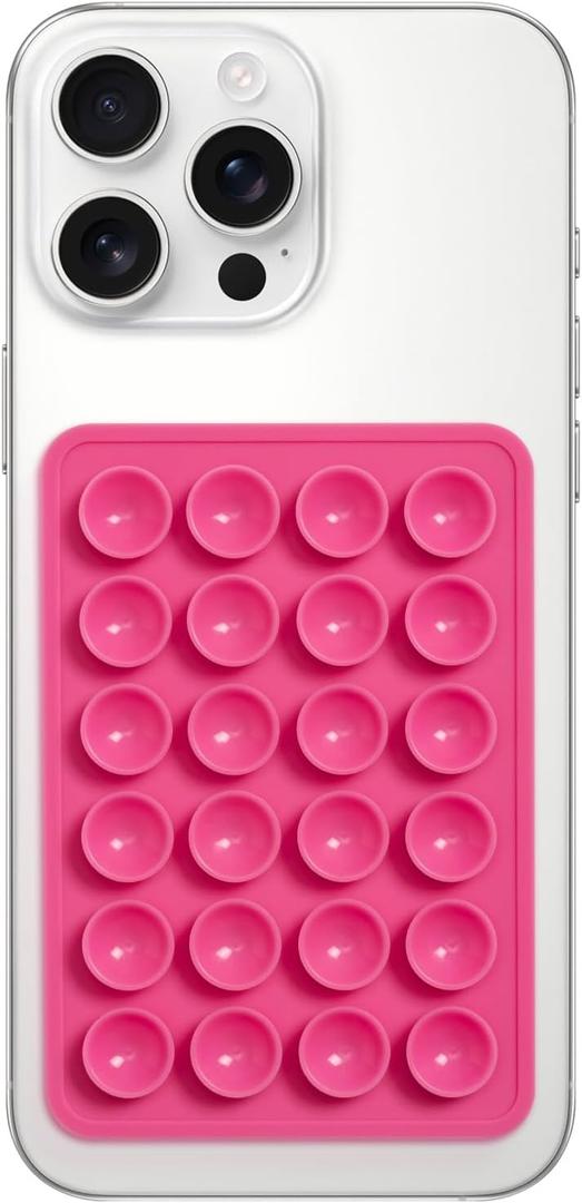 6 x Upgraded SUCKY Silicone Suction Phone Case Adhesive Mount - Hands-Free Phone Accessory for iPhone and Android - Sticky Grip for Selfies, Videos - (Hot Pink)