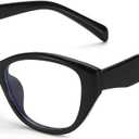 SODQW Trendy Blue Light Blocking Glasses for Women Square Frame Reduce Eyestrain Computer Glasses (A01- Black Frame)