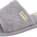 Dearfoams womens Slipper Memory Foam Summer House Shoe Beatrice Terry Slide (Gray), Size L(9-10)