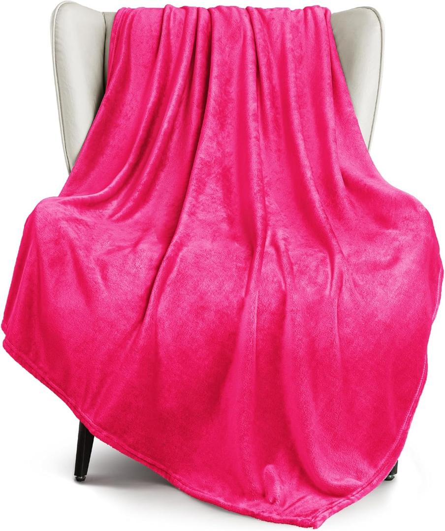 Exclusivo Mezcla Extra Large Fleece Throw Blanket for Couch, Sofa, 300GSM Super Soft and Warm Blankets, Hot Pink Throw All Season Use, Cozy, Plush, Lightweight, 50x70 Inches (Throw XL (50"x70"))