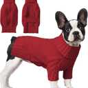 Dog Sweaters for Small Medium Large Dog, Classic Turtleneck Pet Clothes Warm Thermal Doggy Winter Coat, Thick Double Knitting Collar Pullover Cold Weather Puppy Jacket for Indoor & Outdoor Wear (Red) XL