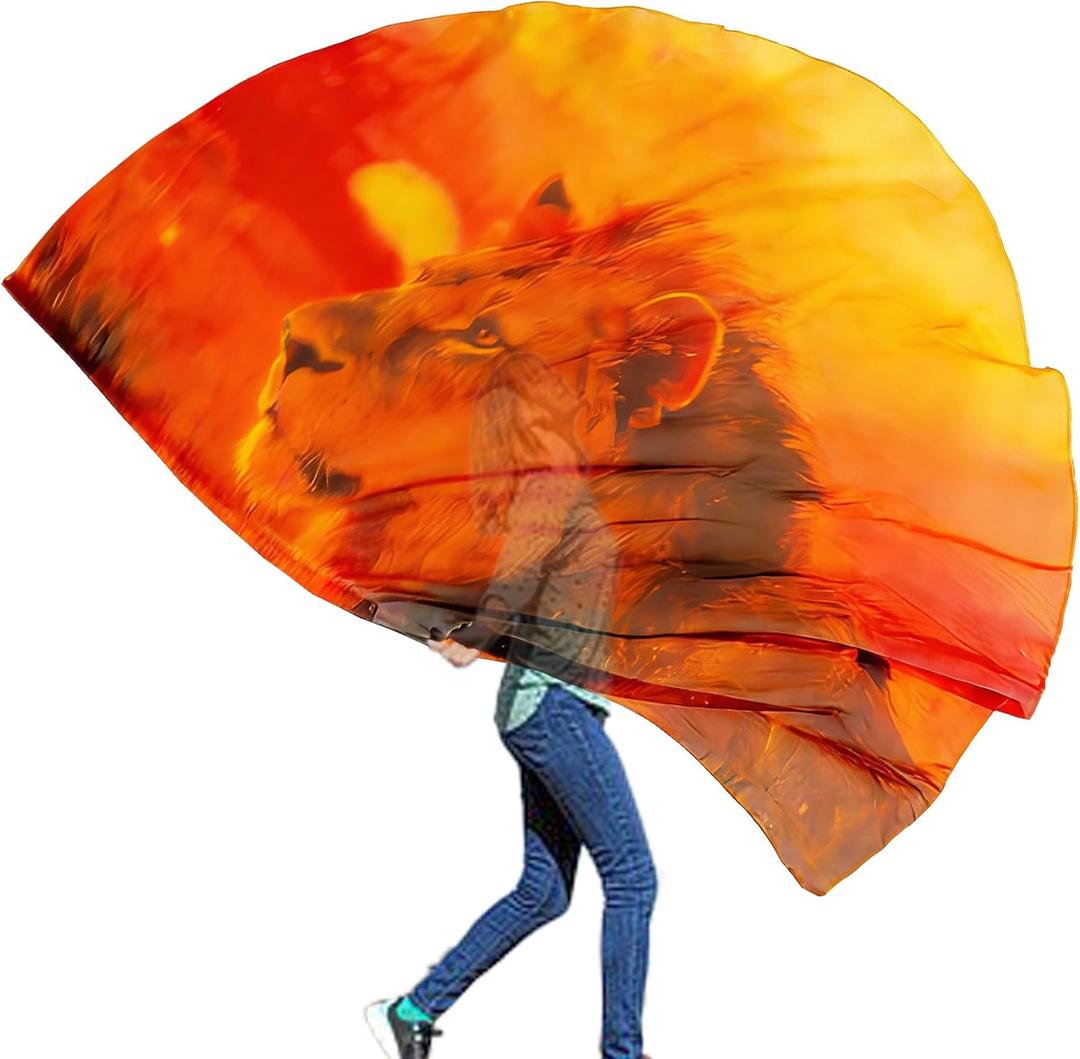 Wuchieal Porphetic Praise Dance Worship Flex Flag, radius 74" semicircle Lion Dance Ministry Streamer (CGSZ#RED-YELLOW)
