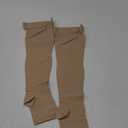 Doc Miller Thigh High Open Toe Compression Stockings 15-20mmHg for Varicose Veins, Pregnancy Support Open Toe Thigh High Compression Socks for Women and Men (Small, Beige)