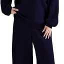 Women's 2 Piece Outfits Sweat suit Plus Size Oversized Fall Long Sleeve Crewneck Lounge Sets Wide Leg Pants Tracksuit