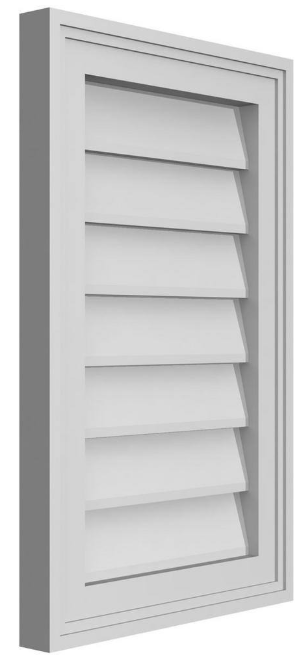14" x 22" Vertical Surface Mount PVC Gable Vent: Non-Functional with Brickmould Frame 