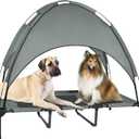Elevated Outdoor Dog Bed with Removable Canopy, 48-Inch Waterproof Raised Pet Cot, Portable Outdoor Dog Bed with Extra Carrying Bag, Cooling Canopy for Large Dogs (Dark Gray)