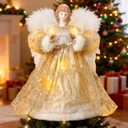 Christmas Angel Tree Topper: 12.6" Tree Toppers Angel with 8 Lighting Modes for Outdoor & Indoor Christmas Decorations- Elegant and Durable Lighted Tree Topper