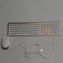 Wireless Keyboard and Mouse, Vssoplor Rechargeable Quiet Full-Size Keyboard and Mouse Combo Set Ultra Slim Design for Laptop, PC, Notebook, Desktop-White and Gold