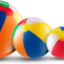 Bedwina 4-Pcs Assorted Inflatable Beach Balls - Rainbow Beach Balls for Kids in 6", 12", 16", 24" Sizes - Colorful Blow Up Pool Toys for Beach Games, Summer Party Decor & Outdoor Fun