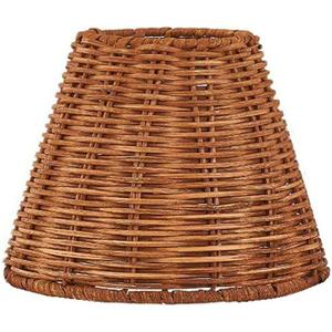Empire Clip On Chandelier Lamp Shade, Small Lamp Shade Rattan,Boho Wicker Lamp Shades Mini,Replacement Lampshade 3" Top x 6" Bottom x 5" Slant Height(1 Pack)