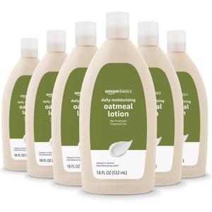 Amazon Basics Daily Oatmeal Body Lotion and Skin Protectant Moisturizer, Fragrance Free, 18 Fl Oz (Pack of 6) (Previously Solimo)