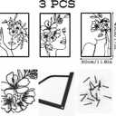 DETENE 3 Pieces Black Metal Wall Decor Minimalist Abstract Metal Wall Art Modern Woman Line Art Decor Single Line Art Dcor for Living Room Bedroom Bathroom Kitchen Office(L Size 17 x 11.8'')