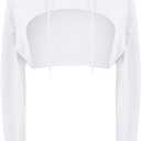 BEJONS Women Long Sleeve Cropped Super Crop Top Hoodies Sweatshirt Aesthetic Punk Hip Hop Dance Sexy Rave Cloth, M