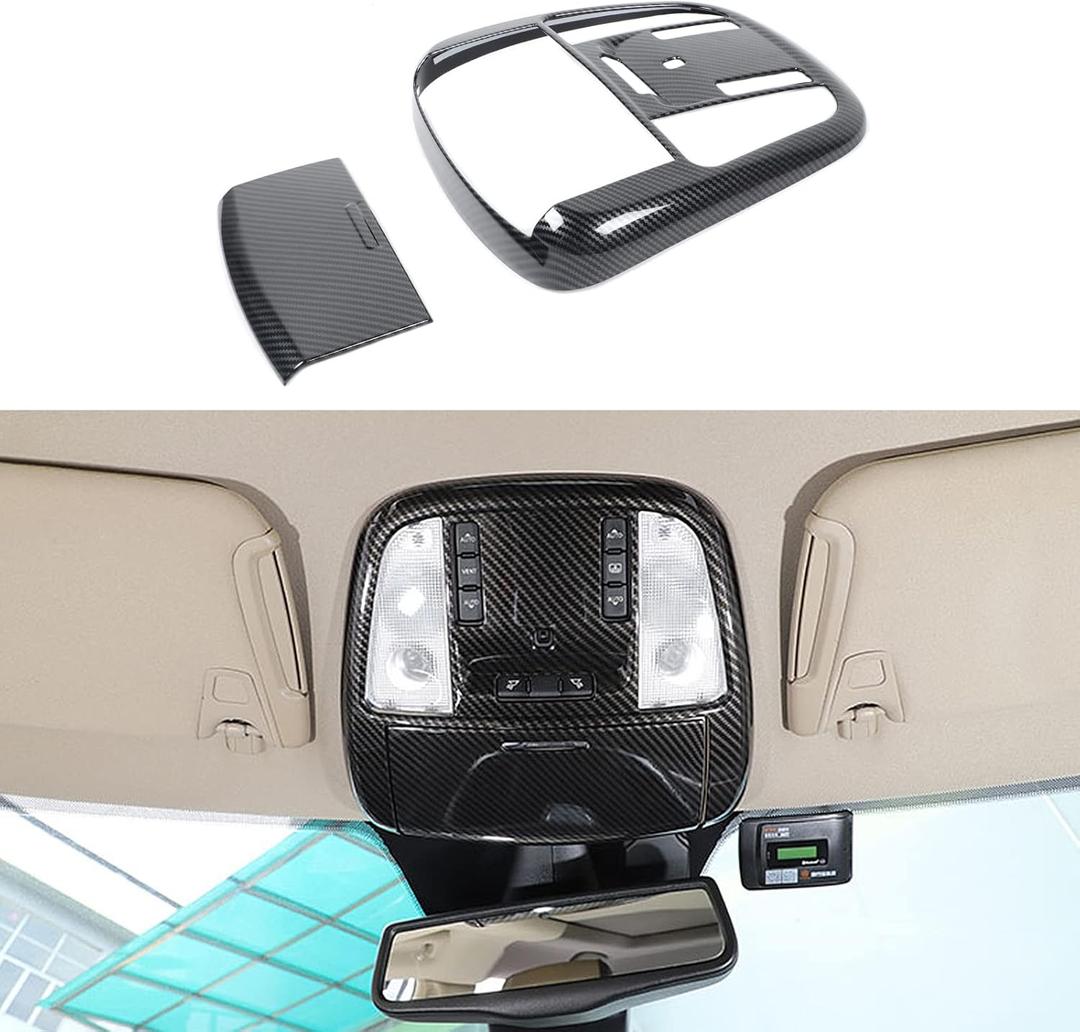 JWWY Roof Reading Light Cover Trim for 2015-2025+ Dodge Charger Durango Interior Accessories (Chrysler 300) ABS Carbon Fiber
